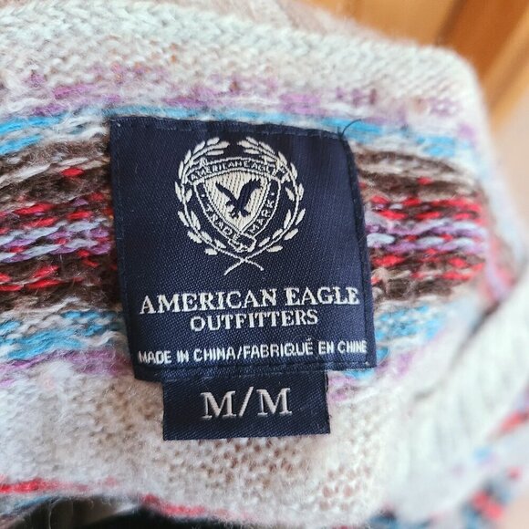 AE Womens Y2K Wool Blend Fair Isle Scandinavian Nordic Knit Hygge Sweater MEDIUM - Picture 2 of 4